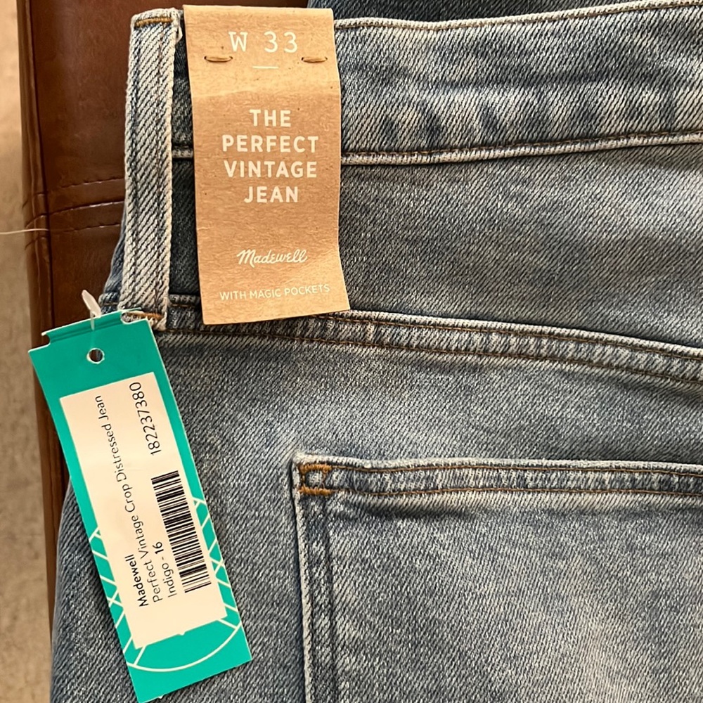 NWT.  Madewell jeans. W33. The perfect vintage jean.